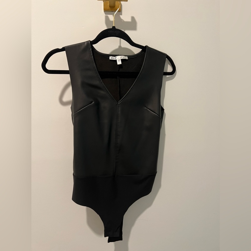 Seven7 faux leather bodysuit
